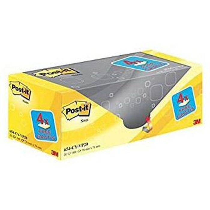 Bloc De Notas Adhesivas Quita Y Pon Post-It Amarillo Canario 76x76 mm Pack Promocional 16+4 gratis