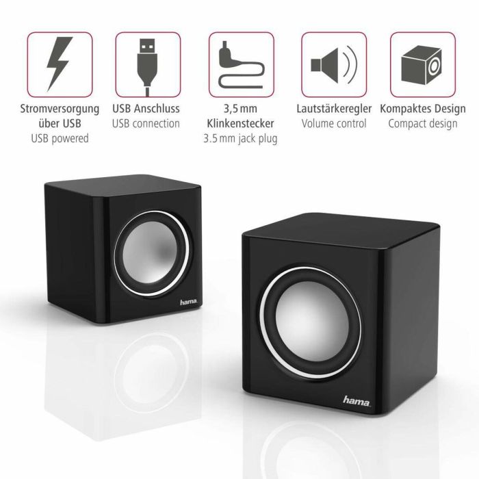 Altavoces PC Hama Sonic Mobil 185 Negro/Plateado 2