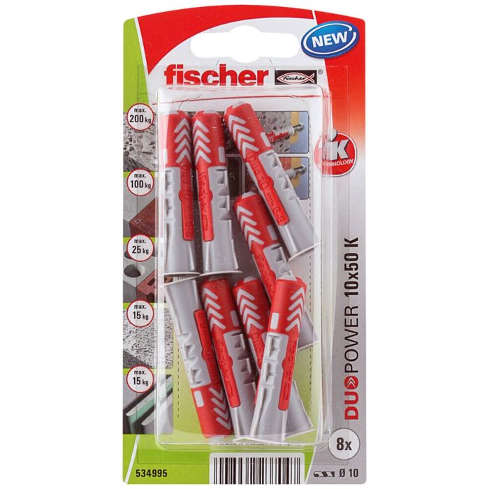 Tacos Fischer DuoPower 534995 Ø 10 x 50 mm Nailon (8 Unidades)