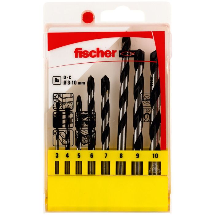 Pack 8 brocas percusion e ø3/4/5/6/7/8/9/10mm 536607 fischer