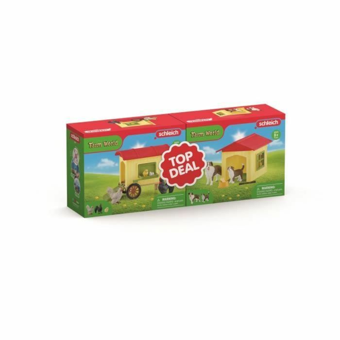 Pack promocional Nicho y Gallinero, caja schleich con caseta para perro y gallinero - Schleich Juguetes para niños a partir de 3 años, schleich