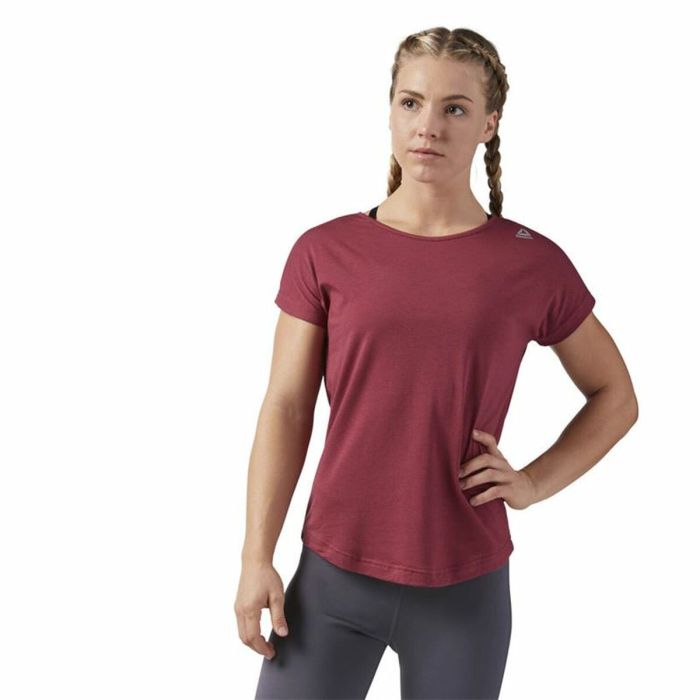 Camiseta de Manga Corta Mujer Reebok Work Mesh Rojo Oscuro 5