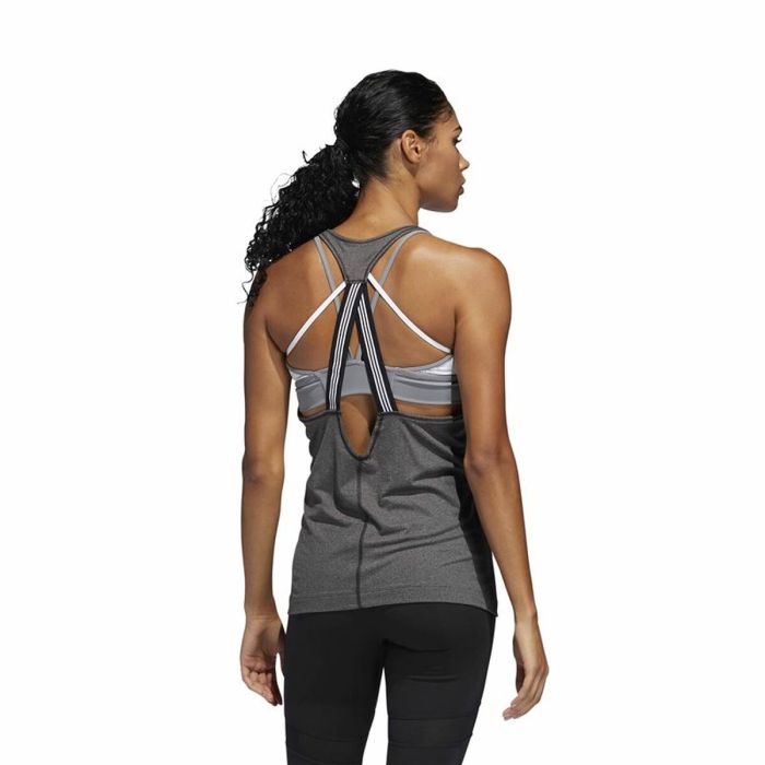 Camiseta para Mujer sin Mangas Adidas 3 Stripes Tank Gris oscuro 5