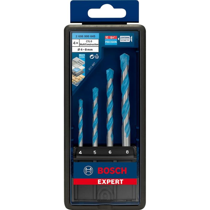 Set de brocas BOSCH Expert CYL-9 Multiconstruction Ø 4 mm Ø 5 mm Ø 6 mm Ø 8 mm 4 Piezas 3