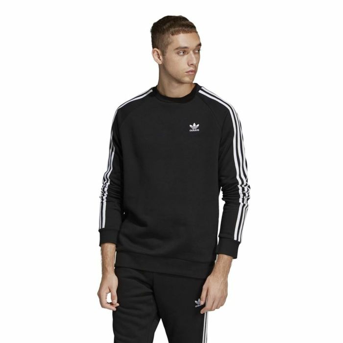 Sudadera sin Capucha Hombre Adidas 3 Stripes Negro