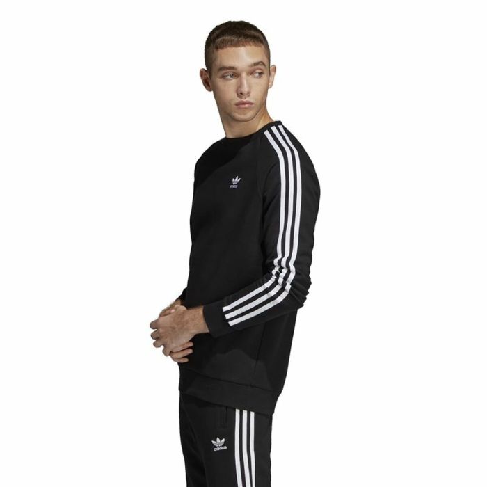 Sudadera sin Capucha Hombre Adidas 3 Stripes Negro 7