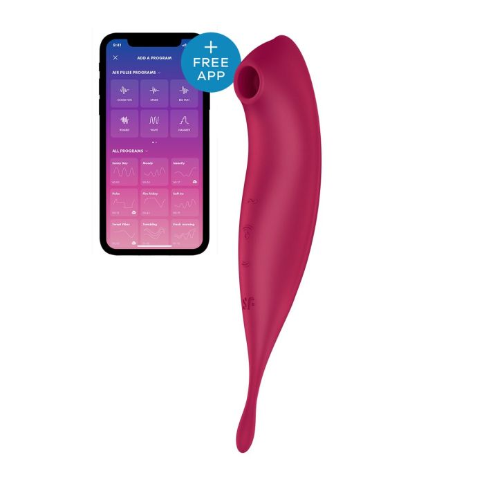 Satisfyer Twirling pro+ vibrador hibrido de aire app rojo oscuro