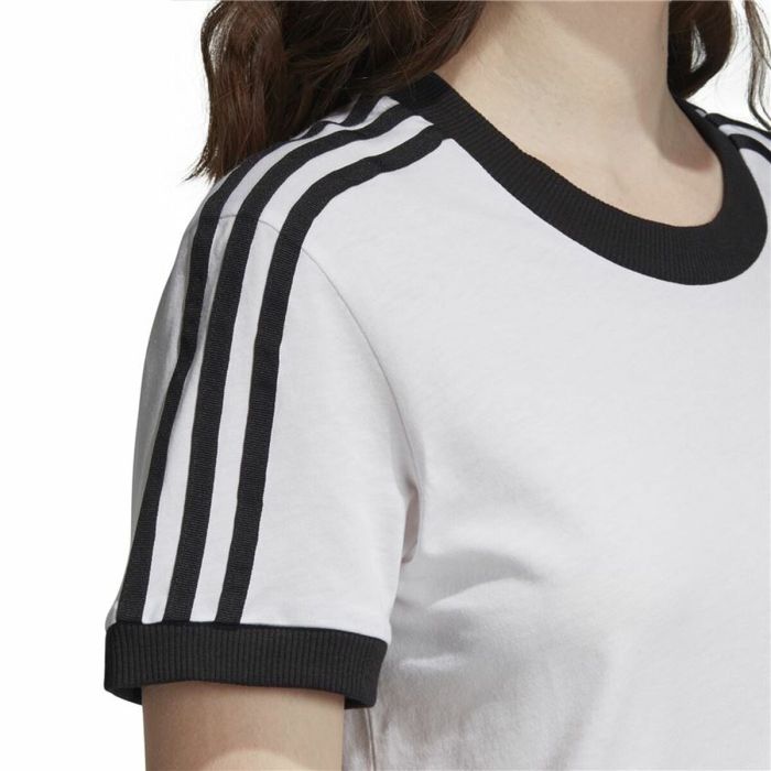 Camiseta de Manga Corta Mujer Adidas 3 stripes Blanco 4