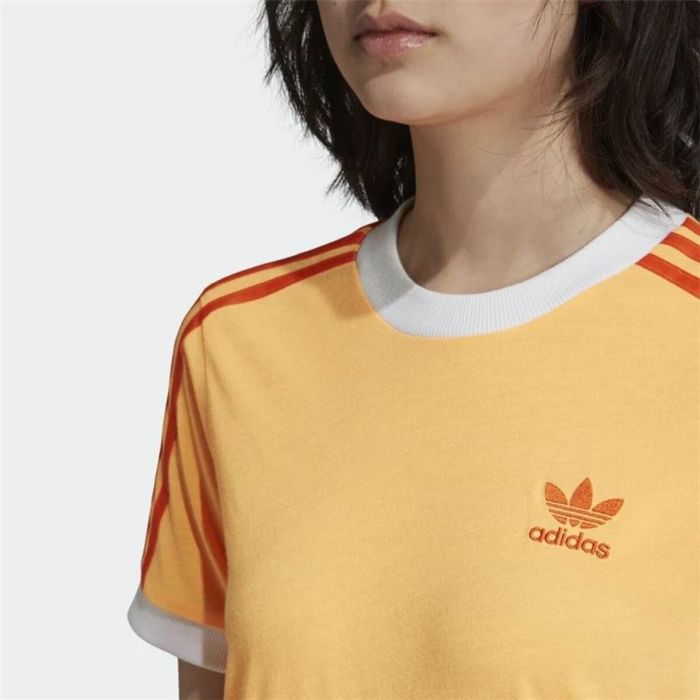 Camiseta de Manga Corta Mujer Adidas Originals 3 Stripes Naranja 4