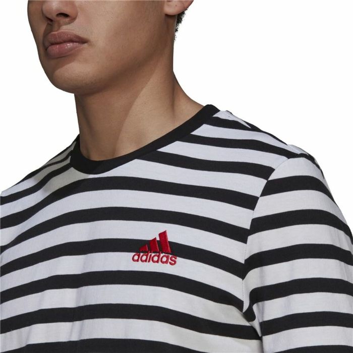 Camiseta de Manga Corta Hombre  Essentials Stripey  Adidas Embroidered Logo Negro 2