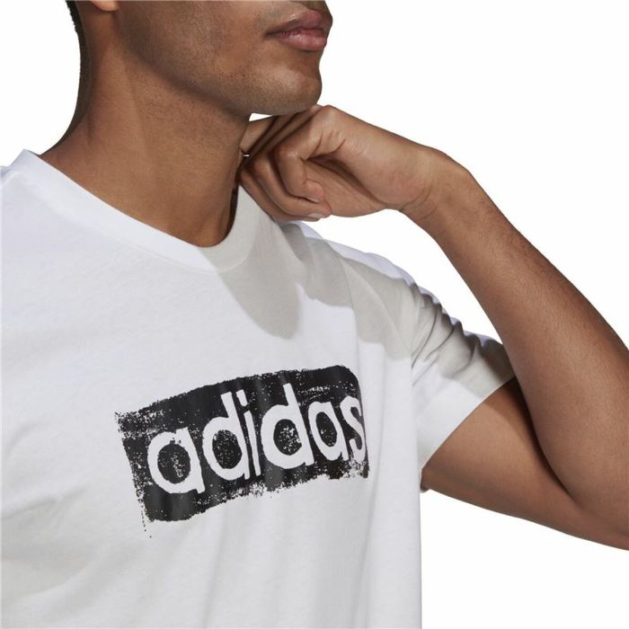 Camiseta de Manga Corta Hombre Adidas Brushstroke Logo Blanco 2