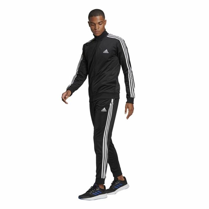 Chándal para Adultos Adidas Essentials 3 Stripes Negro Hombre 6