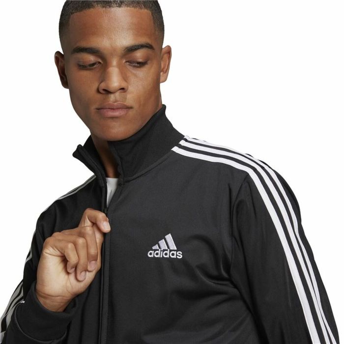 Chándal para Adultos Adidas Essentials 3 Stripes Negro Hombre 3