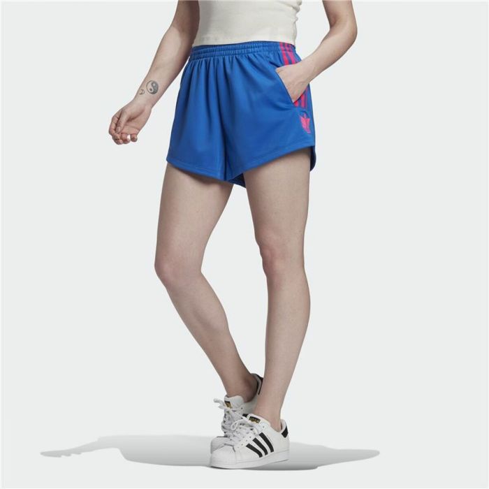 Pantalones Cortos Deportivos para Mujer Adidas Originals Adicolor 3D Trefoil Azul 1