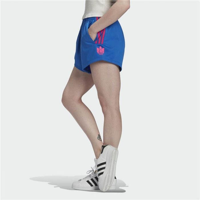 Pantalones Cortos Deportivos para Mujer Adidas Originals Adicolor 3D Trefoil Azul 5