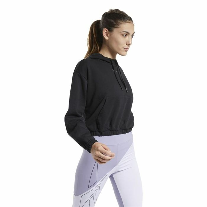 Sudadera con Capucha Mujer Reebok Sportswear Cropped Negro 4