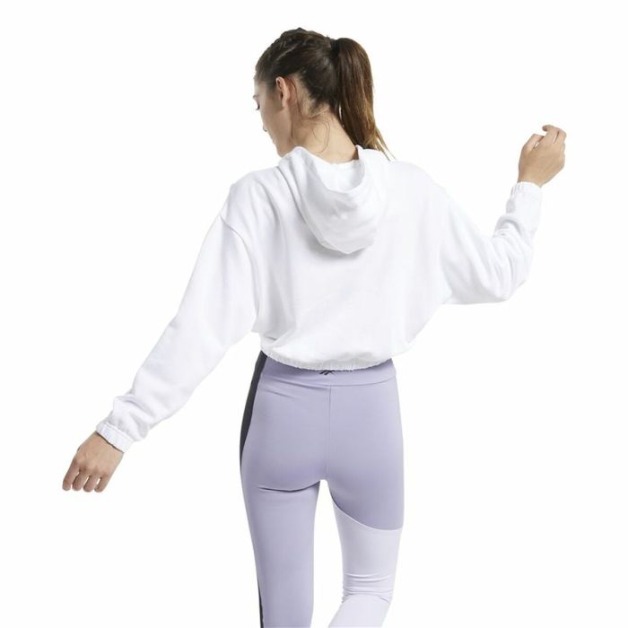 Sudadera con Capucha Mujer Reebok Sportswear Cropped Blanco 5 Sudadera con Capucha Mujer Reebok Sportswear Cropped Blanco 5