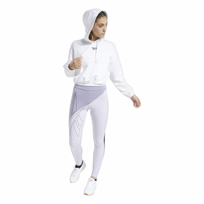 Sudadera con Capucha Mujer Reebok Sportswear Cropped Blanco 4