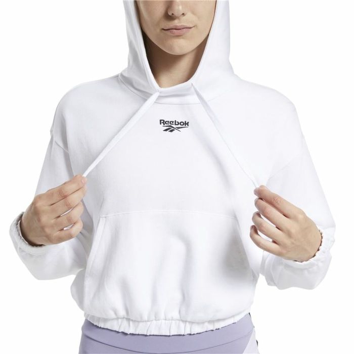 Sudadera con Capucha Mujer Reebok Sportswear Cropped Blanco 3 Sudadera con Capucha Mujer Reebok Sportswear Cropped Blanco 3