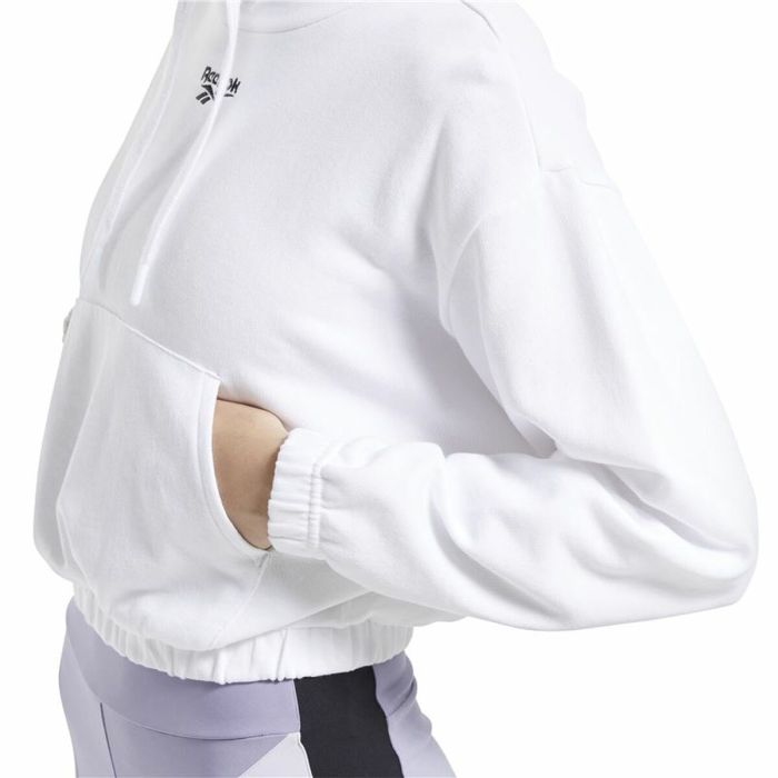 Sudadera con Capucha Mujer Reebok Sportswear Cropped Blanco 2