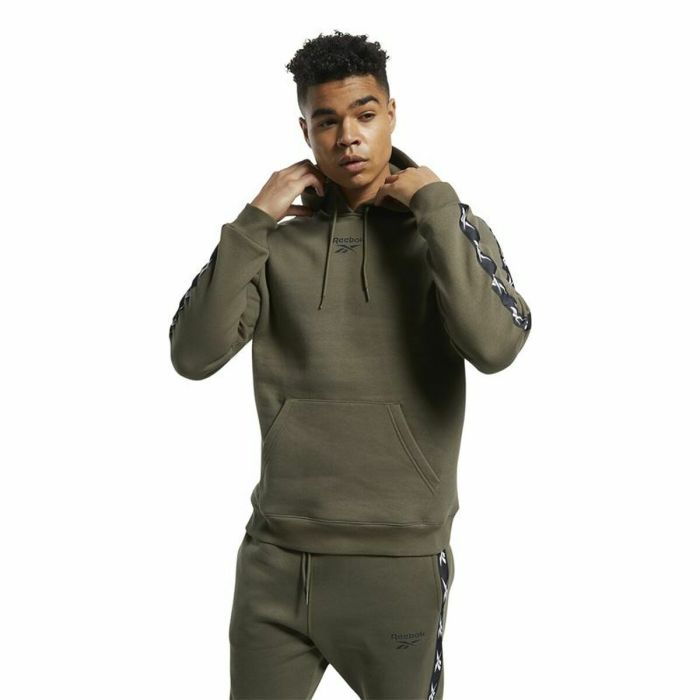 Sudadera con Capucha Hombre Reebok Training Essentials Tape Caqui 1 Sudadera con Capucha Hombre Reebok Training Essentials Tape Caqui 1