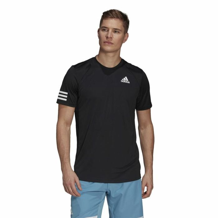 Camiseta de Manga Corta Hombre Adidas Club Tennis 3 Stripes Negro 5
