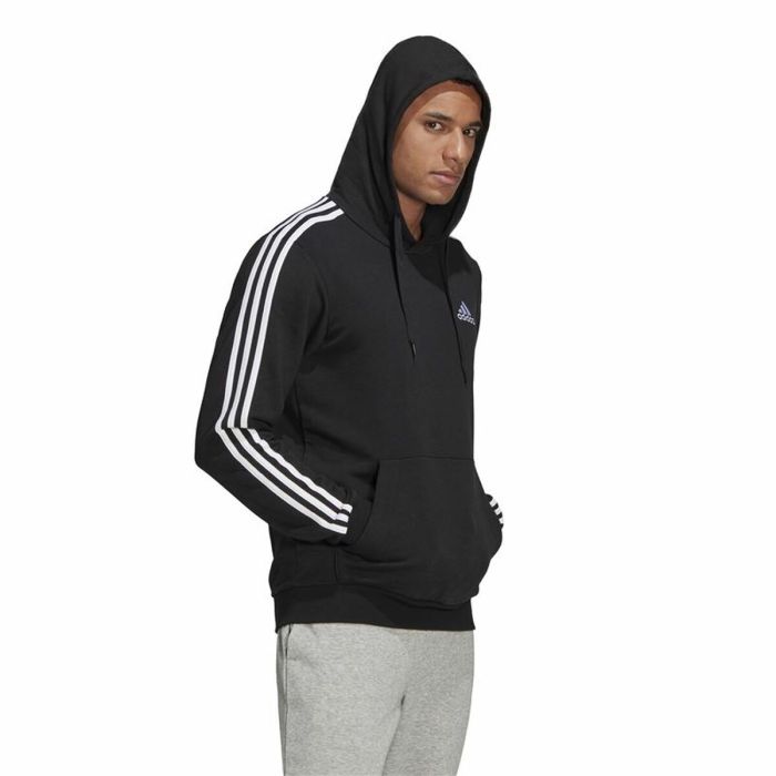 Sudadera con Capucha Hombre Adidas Essentials 3 Stripes Negro 4