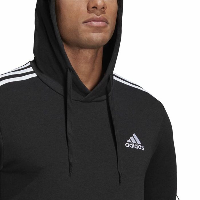 Sudadera con Capucha Hombre Adidas Essentials 3 Stripes Negro 2