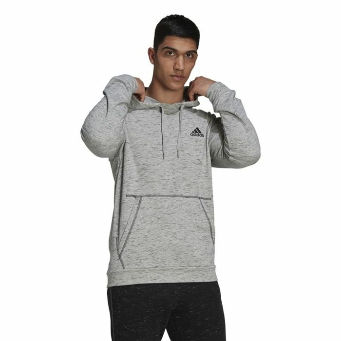 Sudadera con Capucha Hombre Adidas Essentials Mélange Embroidered Gris claro 3