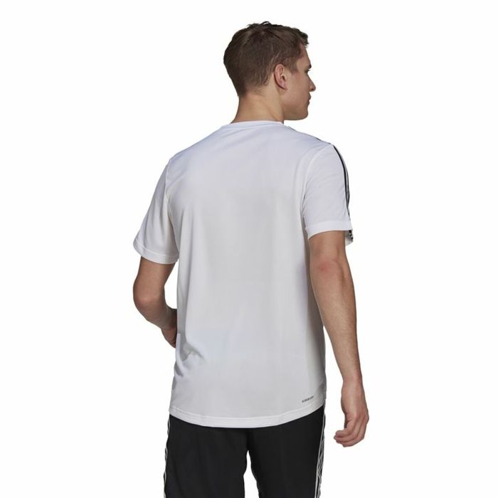 Camiseta de Manga Corta Hombre Adidas Aeroready D2M Sport 3 Bandas Blanco 2