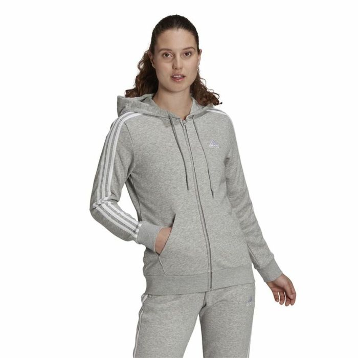 Sudadera con Capucha Mujer Adidas Essentials French Terry Gris 5