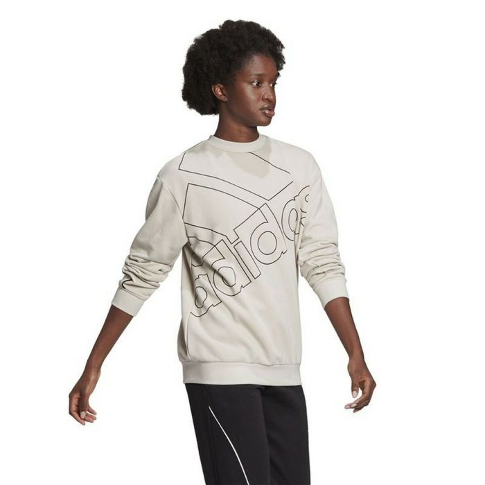 Sudadera sin Capucha Mujer Adidas Giant Logo Beige 3