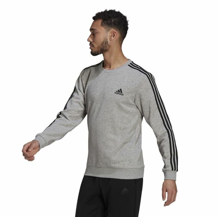 Sudadera sin Capucha Hombre Adidas Essentials French Terry 3 Stripes Gris 6
