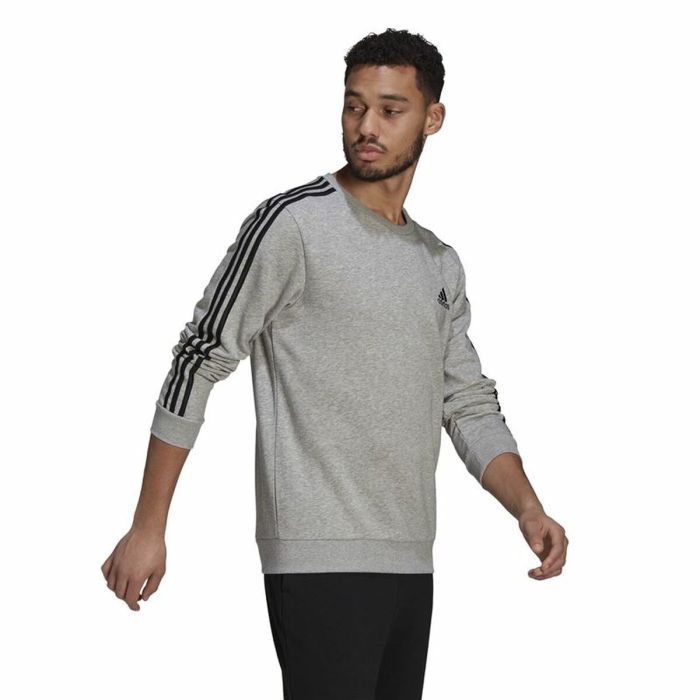 Sudadera sin Capucha Hombre Adidas Essentials French Terry 3 Stripes Gris 4