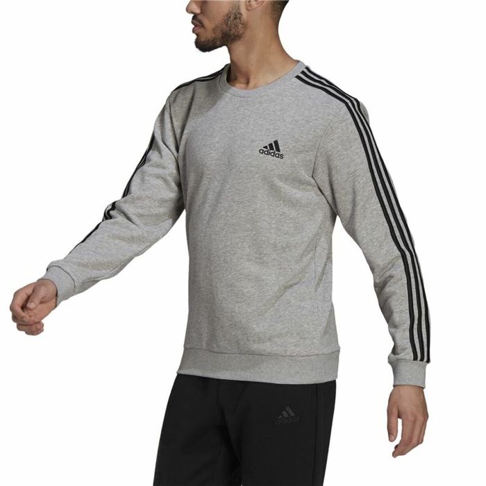 Sudadera sin Capucha Hombre Adidas Essentials French Terry 3 Stripes Gris 3