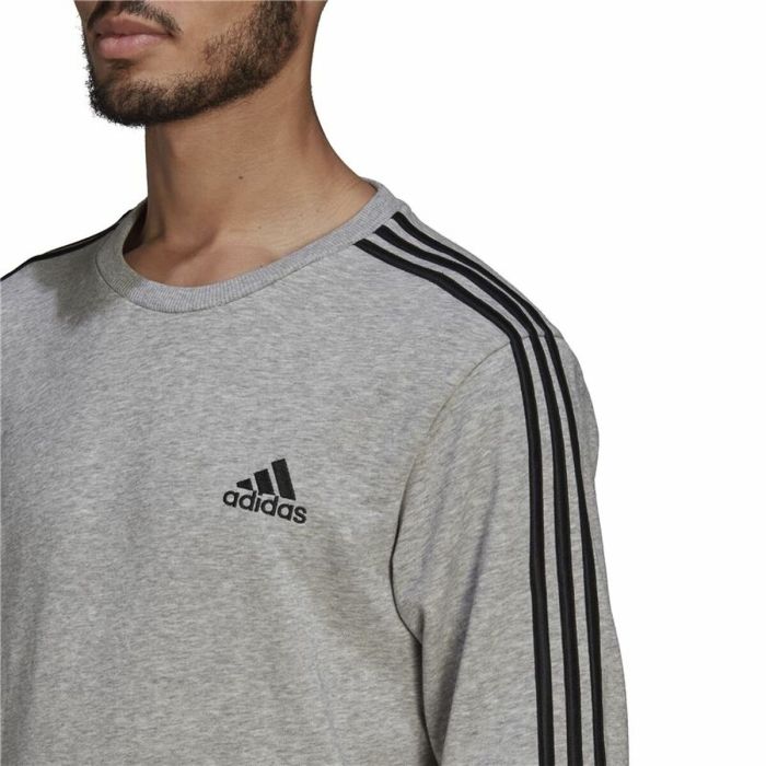 Sudadera sin Capucha Hombre Adidas Essentials French Terry 3 Stripes Gris 2