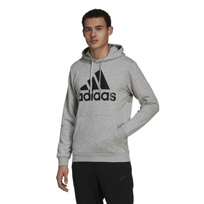 Sudadera con Capucha Hombre Adidas  Essentials Fleece Big Logo Gris 6