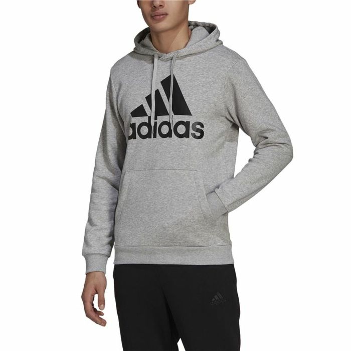 Sudadera con Capucha Hombre Adidas  Essentials Fleece Big Logo Gris 3