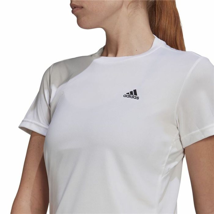 Camiseta de Manga Corta Mujer Adidas Aeroready D2M 3 Stripes Blanco 3