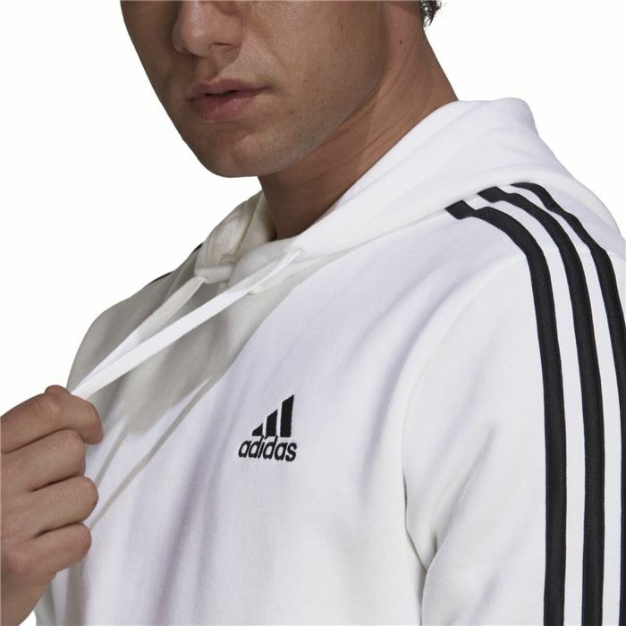 Sudadera con Capucha Hombre Adidas Essentials 3 Stripes Blanco 2