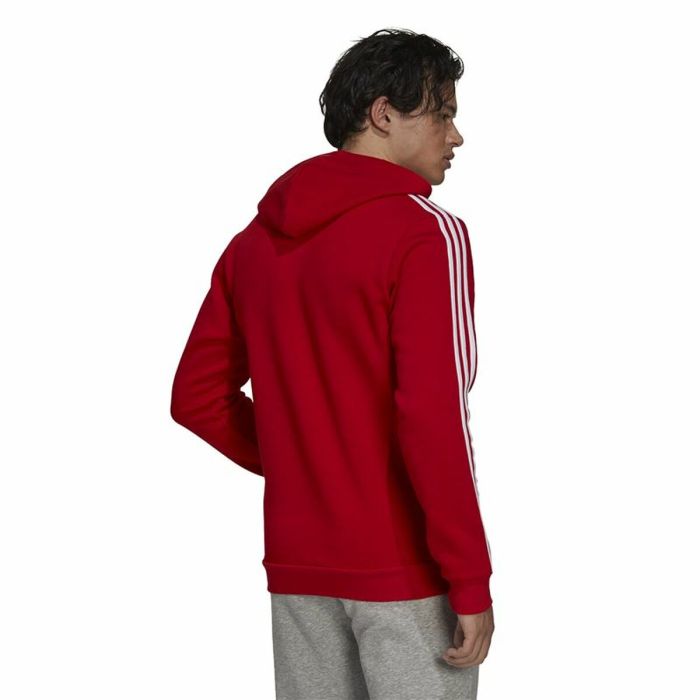 Sudadera con Capucha Hombre Adidas Essentials Fleece 3 Stripes Rojo 4