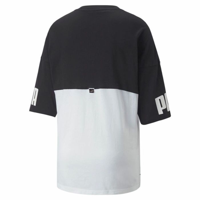 Camiseta de Manga Corta Mujer Puma Power Colorblock Blanco Negro 6