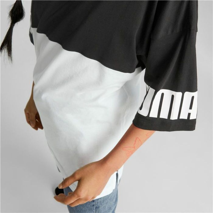 Camiseta de Manga Corta Mujer Puma Power Colorblock Blanco Negro 1