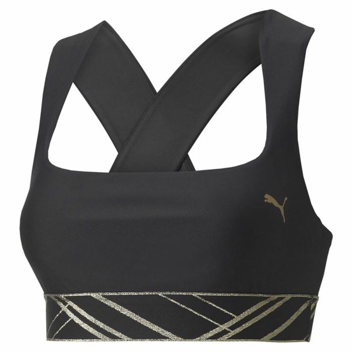 Sujetador Deportivo Puma Mid Impact Deco Glam Negro Sujetador Deportivo Puma Mid Impact Deco Glam Negro