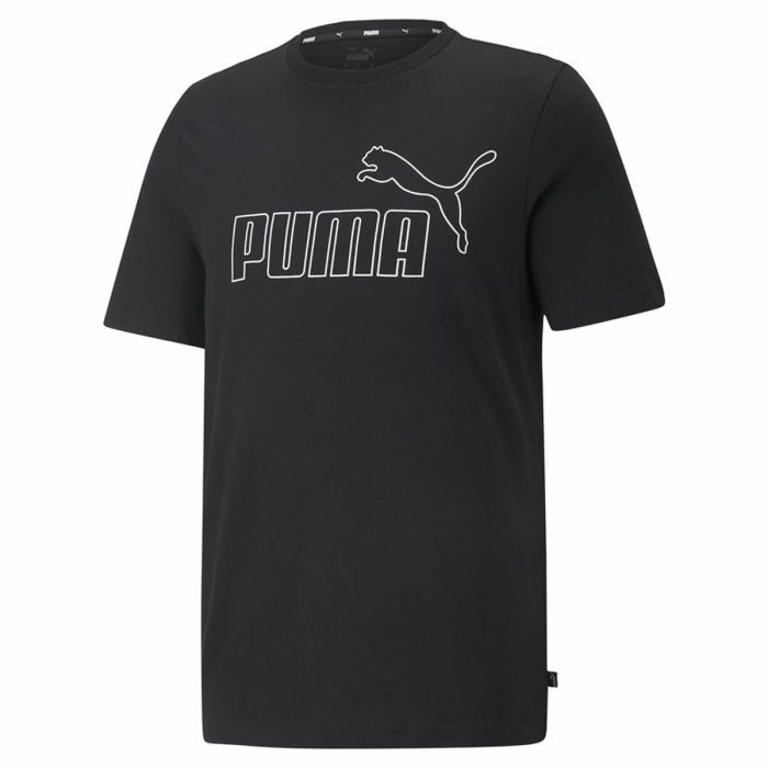 Camiseta Fitness Puma Hombre Negro Manga Corta Algodón