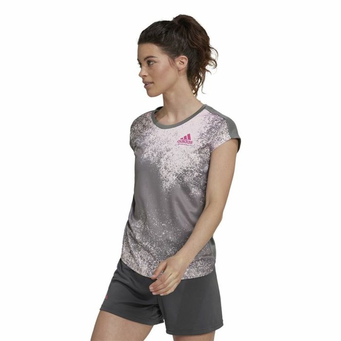 Camiseta de Manga Corta Mujer Adidas Gris oscuro 7