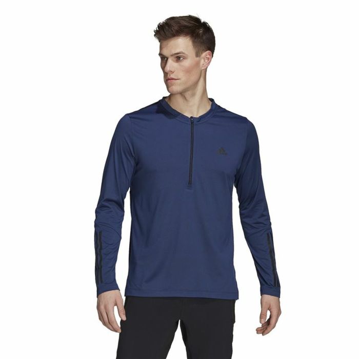 Camiseta de Manga Larga Hombre Adidas Training 1/4-Zip Azul oscuro 5