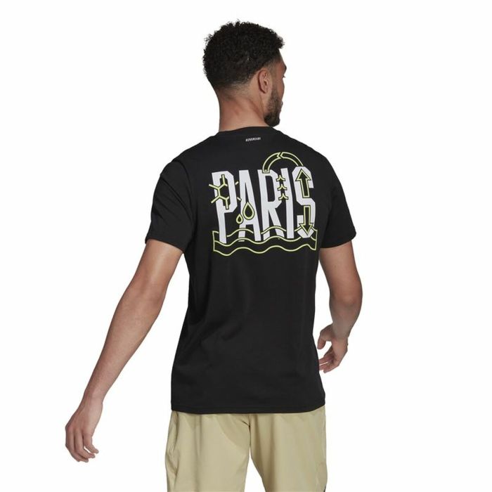 Camiseta de Manga Corta Hombre Adidas Aeroready Paris Graphic Tenis Negro 4
