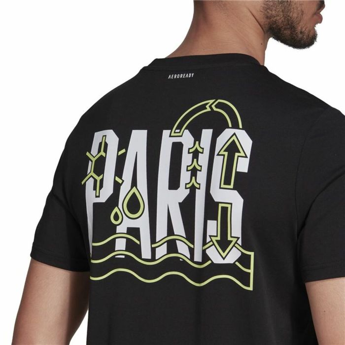 Camiseta de Manga Corta Hombre Adidas Aeroready Paris Graphic Tenis Negro 1