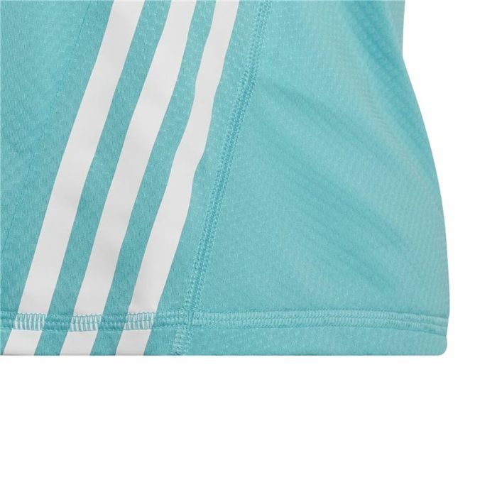Camiseta de Manga Corta Infantil Adidas Aeroready Three Stripes Aguamarina 2